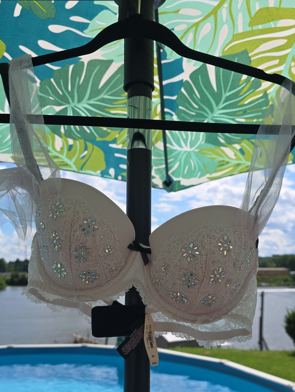 Victoria's Secret Dream Angels Lined Demi Light Pink Lace Embellished